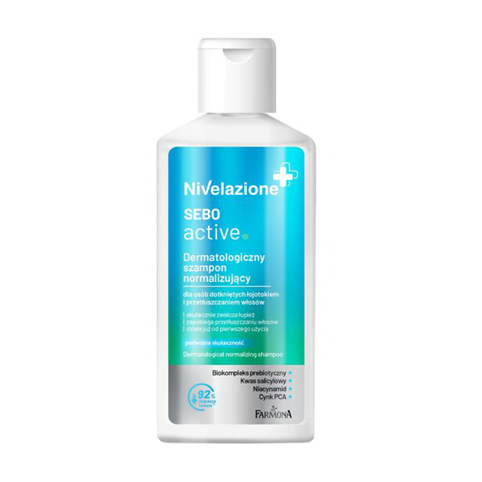 Нормалізувальний шампунь Farmona Nivelazione Sebo Active Dermatological Normalizing Shampoo для жирного волосся та себорейної шкіри голови, 100 мл